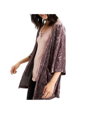 American Eagle Burgundy Velvet Kimono XXS Flowy Oversized